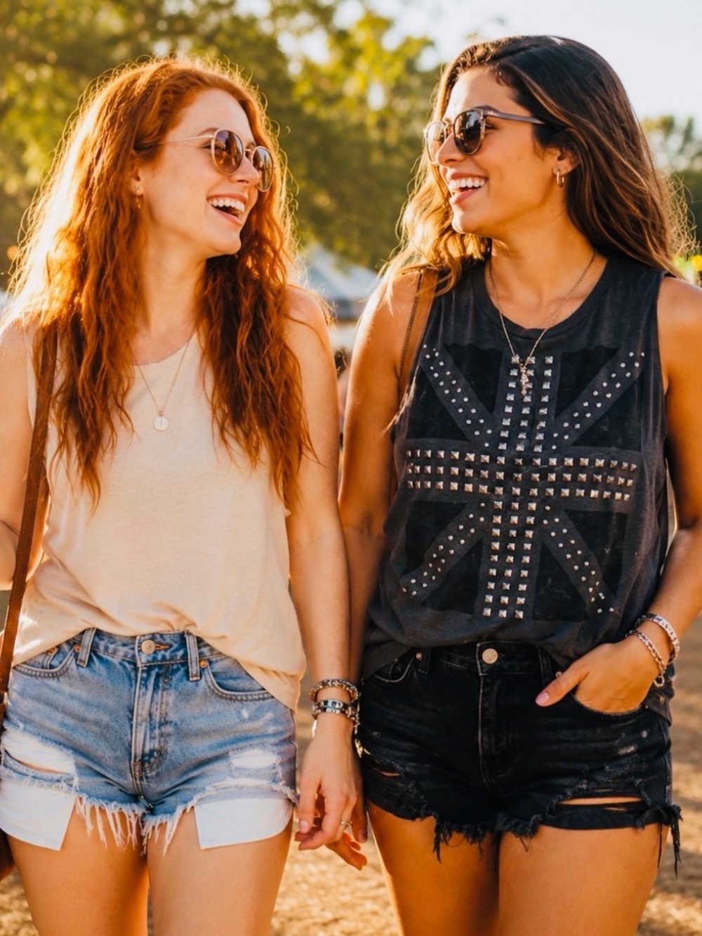 Studded GB Flag Muscle Tee - Brownish Gray